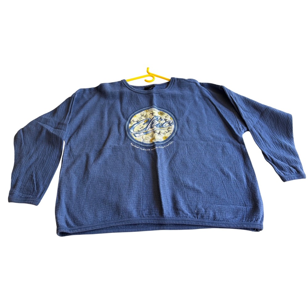 Vintage Chic‎ Blue Textured Graphic Sweatshirt Made in USA Size L/XL